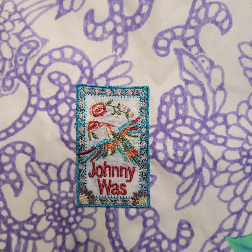 Johnny Was Blanket Throw Reversible Floral Hummingbird Boho Multicolor Print